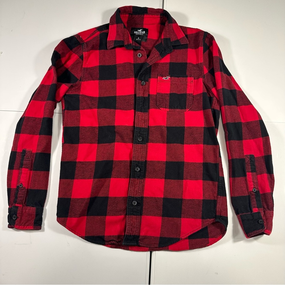 Hollister Co flannel plaid long sleeve shirt button up size small women’s